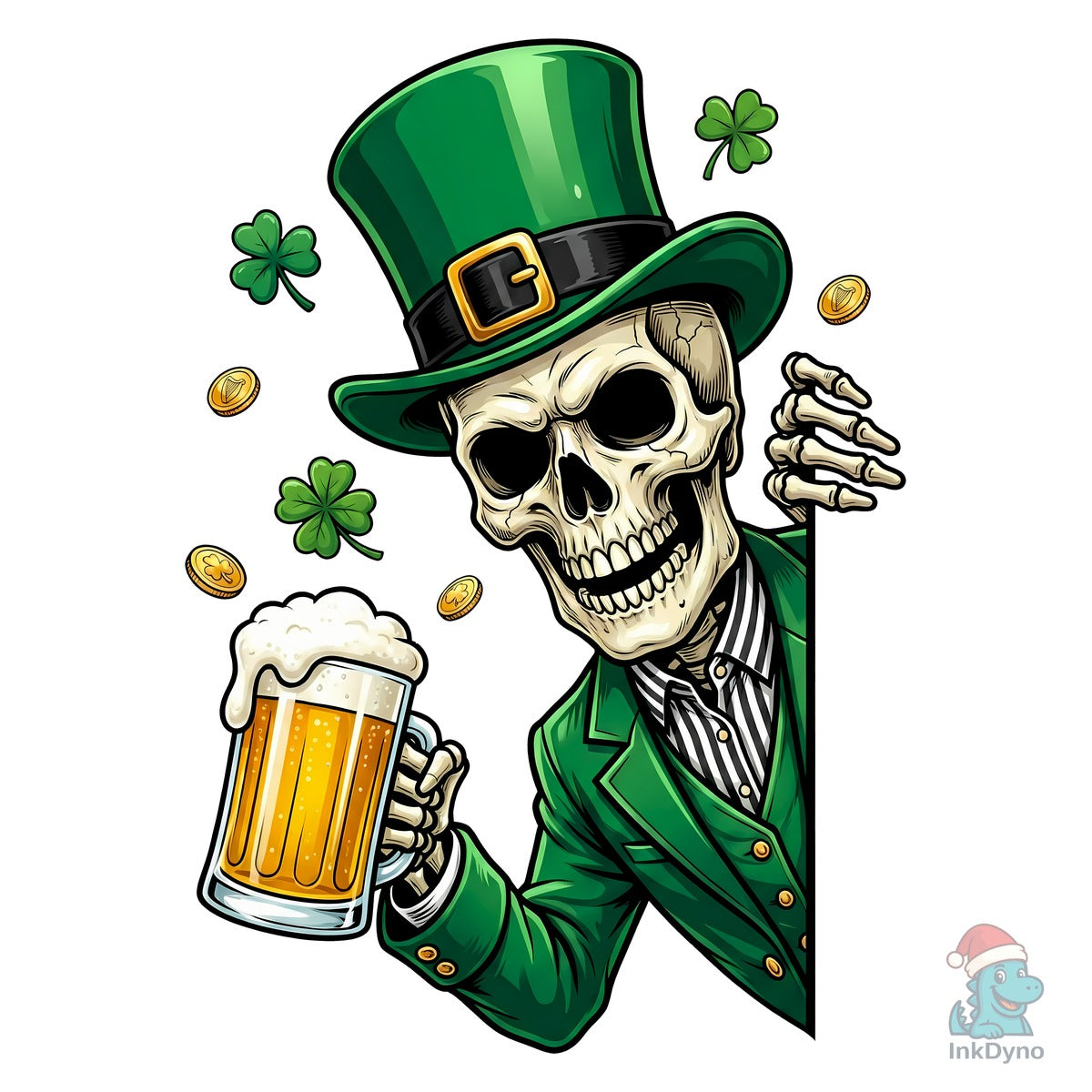 Skeleton Drinking Beer St Patrick's
