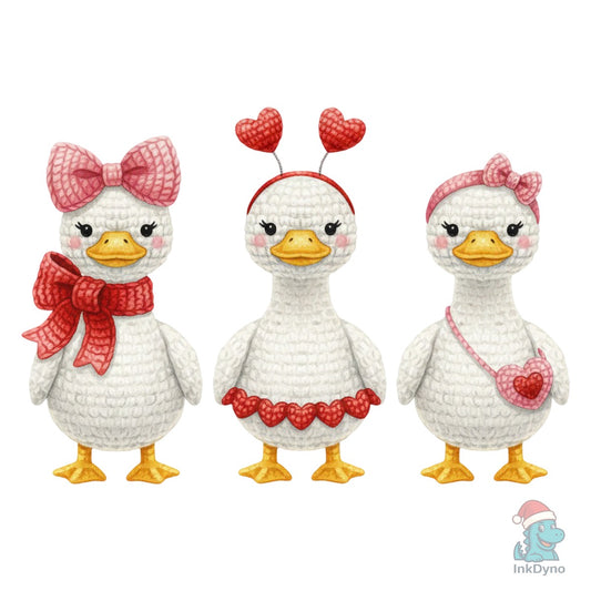 Faux Yarn Crochet Valentine Goose - DTF Transfer
