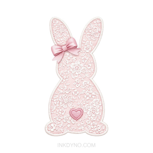 White Lace Bunny Coquette Bow - DTF Transfer