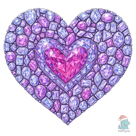Faux Rhinestone Purple Heart - DTF Transfer