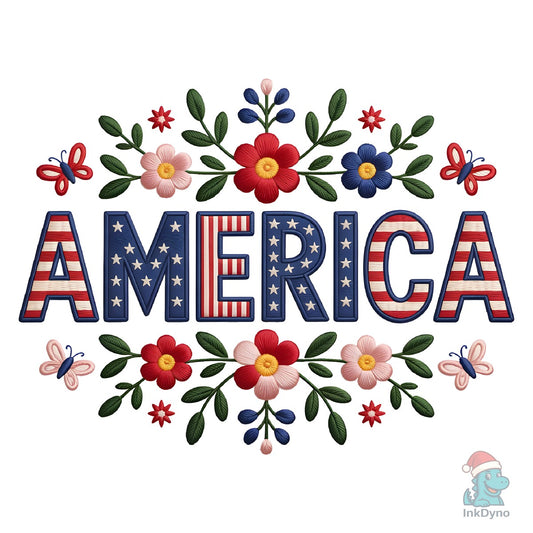 Floral America Retro 4th of July Sub - DTF Transfer