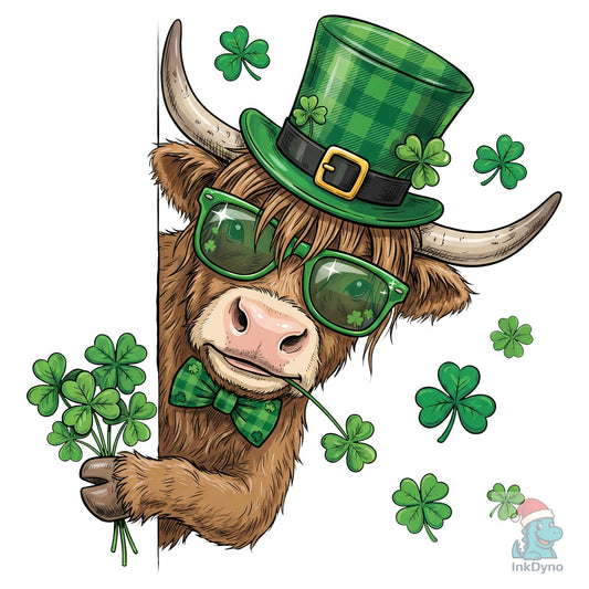 Funny St. Patrick's Day Highland Cow - DTF Transfer