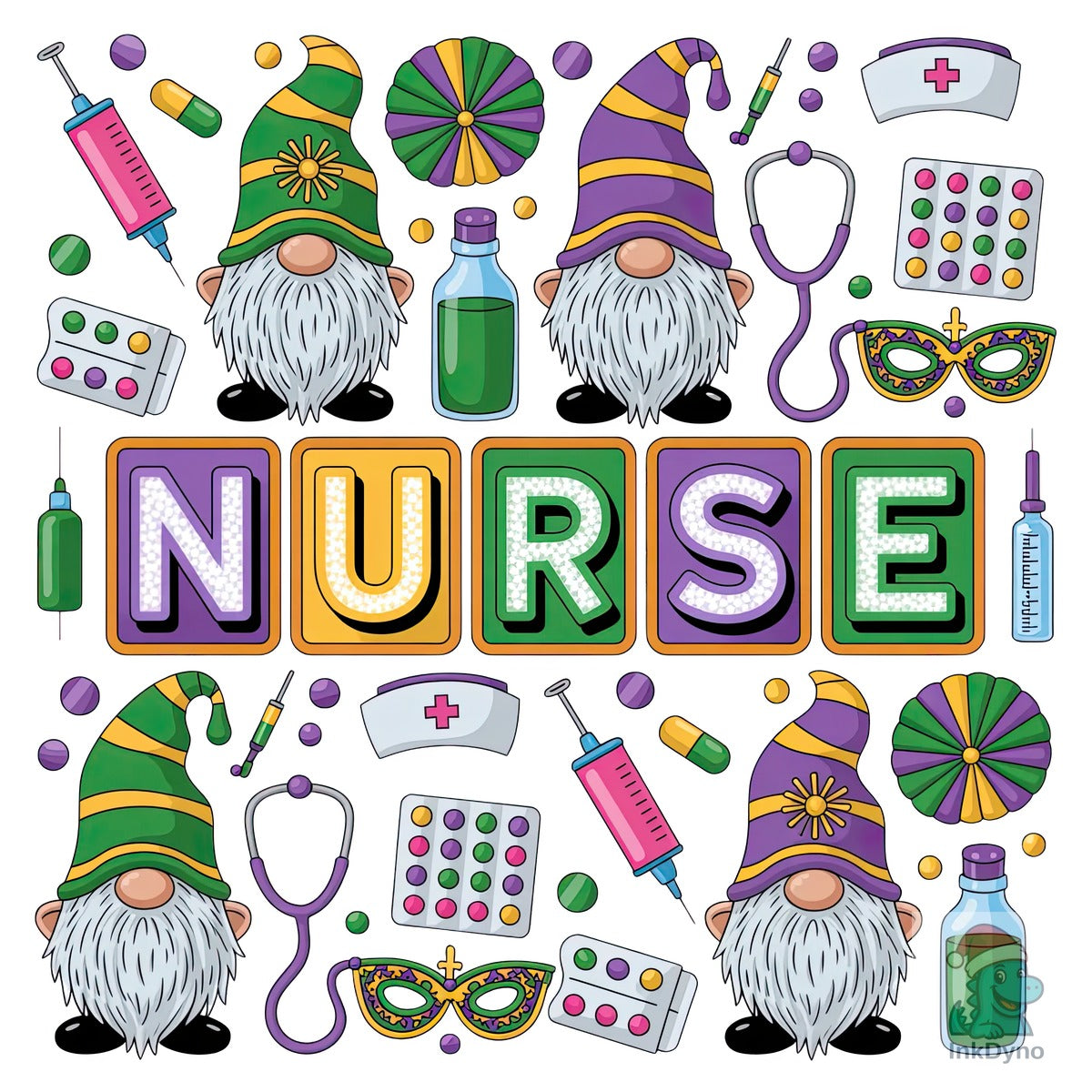 Mardi Gras Nurse Gnome