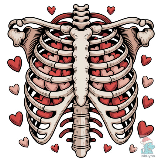 Ribcage Heart Love Skeleton - DTF Transfer