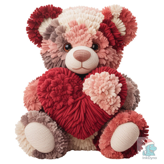 Crochet Valentine Teddy Bear Plush - DTF Transfer