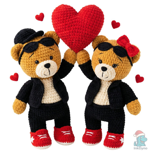 Crochet Valentine Teddy Bear - DTF Transfer