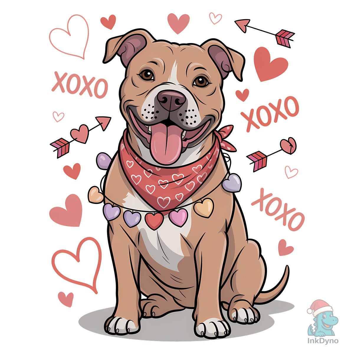 Valentine Pitbull Dog T-shirt Design