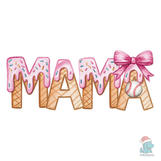 Coquette Ice Cream Baseball Mama - DTF Transfer
