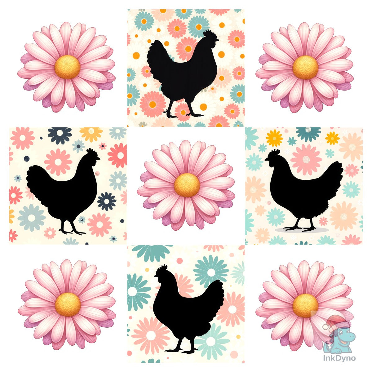 Retro Boho Chicken Flowers