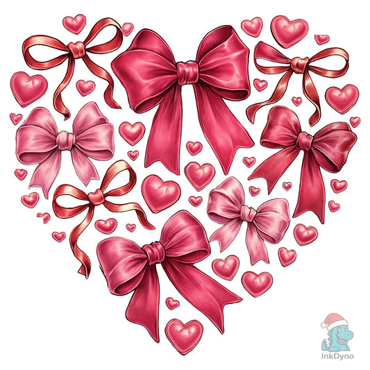 Valentine Heart Bows Love - DTF Transfer