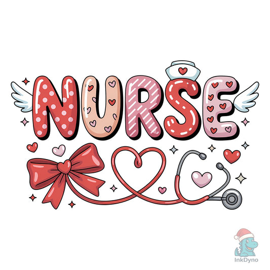 Valentine Nurse Doodle Retro Love - DTF Transfer