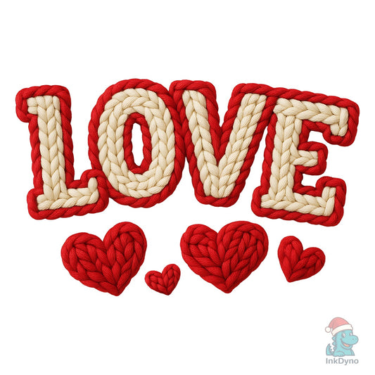 Faux Yarn Crochet Love Valentine's Day - DTF Transfer