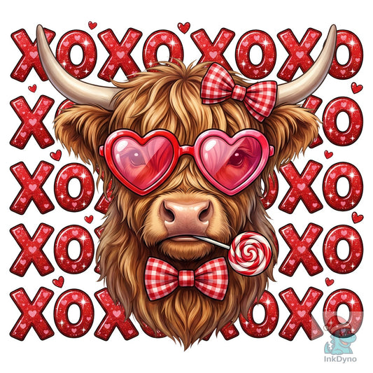 Valentine's Day XOXO Highland Cow - DTF Transfer