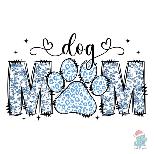 Blue Toile Dog Mom Retro Aesthetic - DTF Transfer