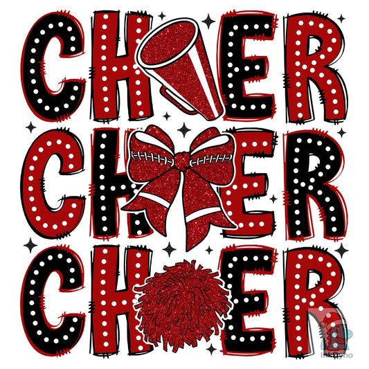 Cheer Cheer Cheer Red & Black Cheer - DTF Transfer