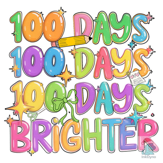 Preppy 100 Days Brighter Teacher Life - DTF Transfer