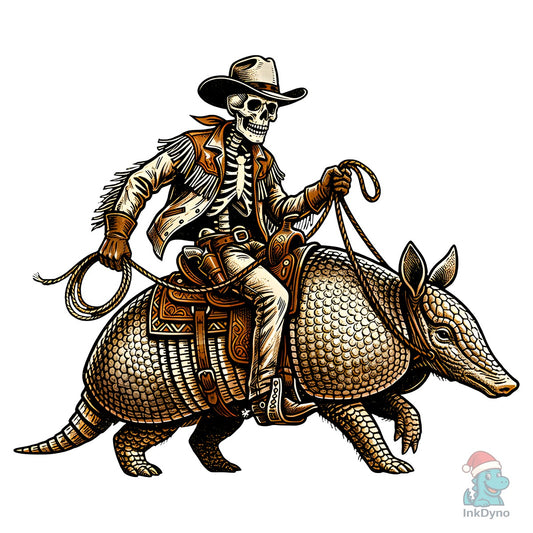 Cowboy Skeleton Riding Armadillo - DTF Transfer