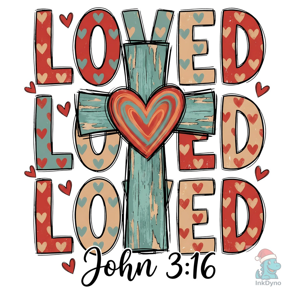 Loved John 3:16 Christian Cross Design