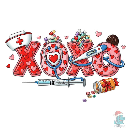 Nurse Valentine XOXO Design - DTF Transfer