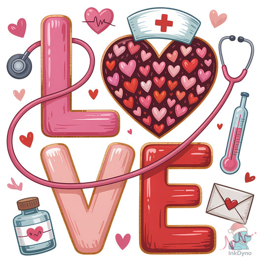 Nurse Valentine's Day T-shirt Design - DTF Transfer