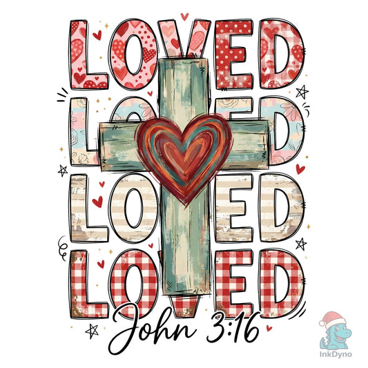 Valentine Loved Christian Cross - DTF Transfer
