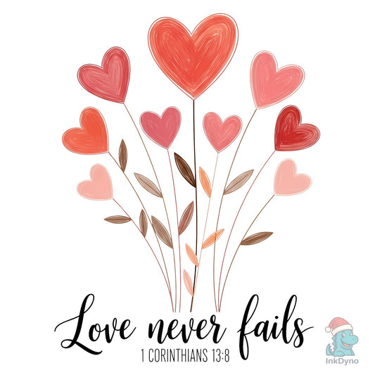 Love Never Fails Bible Verse Sublimation - DTF Transfer
