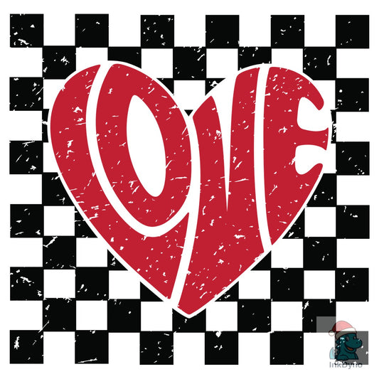 Retro Valentine Love Checkered Heart - DTF Transfer