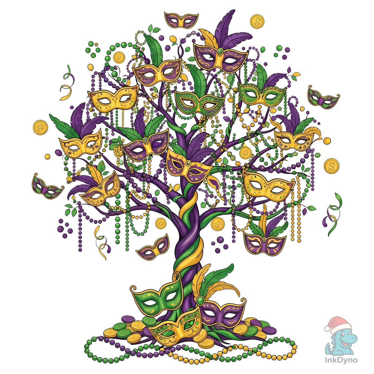 Mardi Gras Mask Tree Sumlimation Design