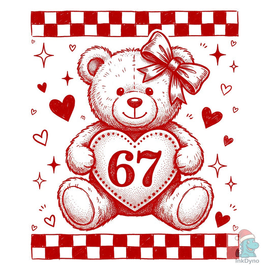 Vintage Teddy Bear 67 Valentine - DTF Transfer