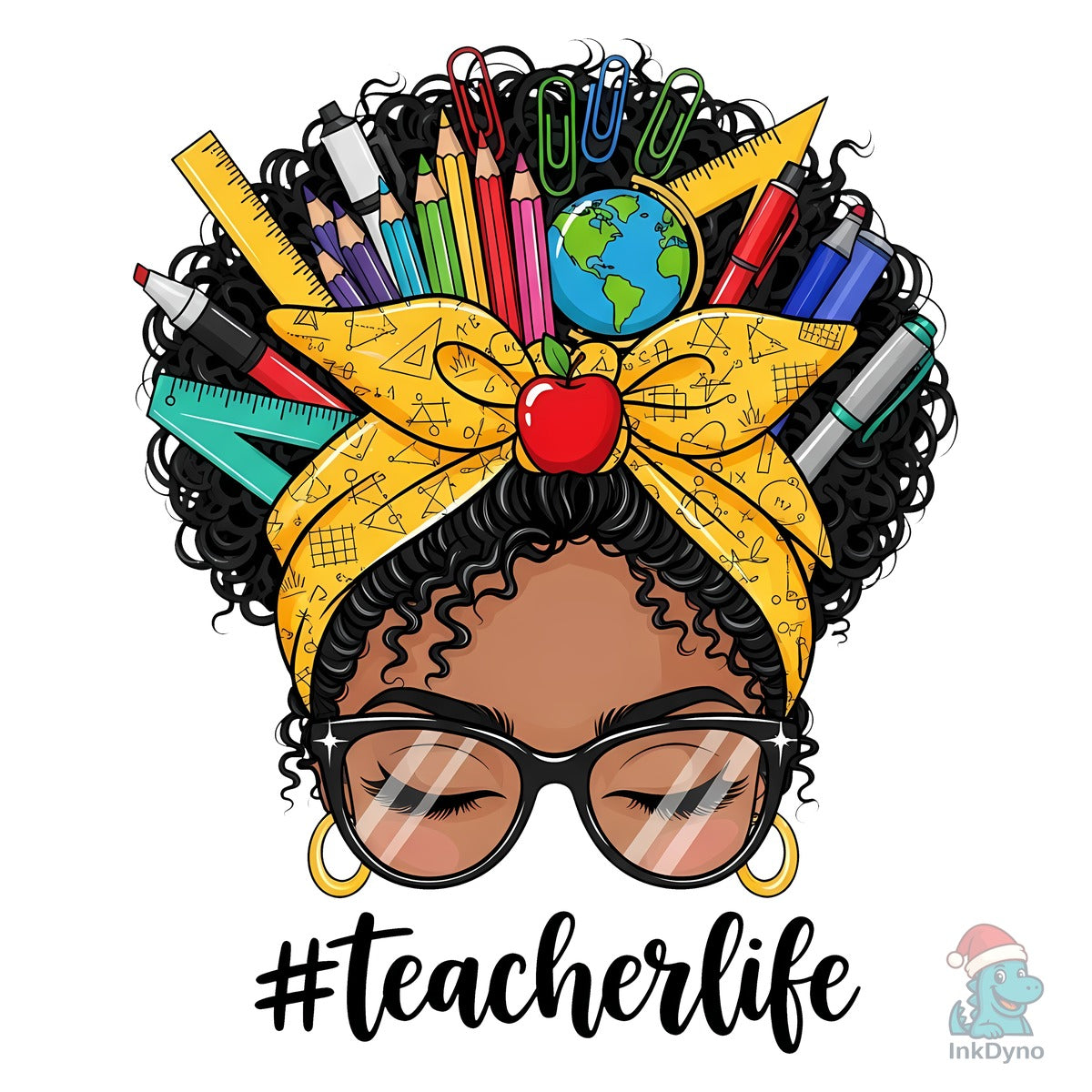Teacher Life Black Girl Messy Bun