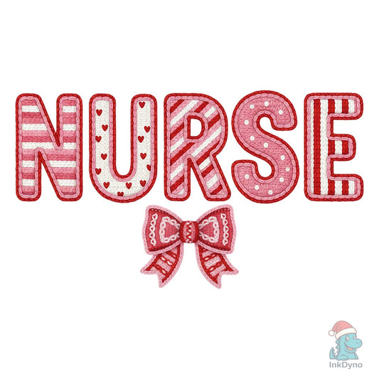 Yarn Faux Valentine Nurse Coquette Bow - DTF Transfer