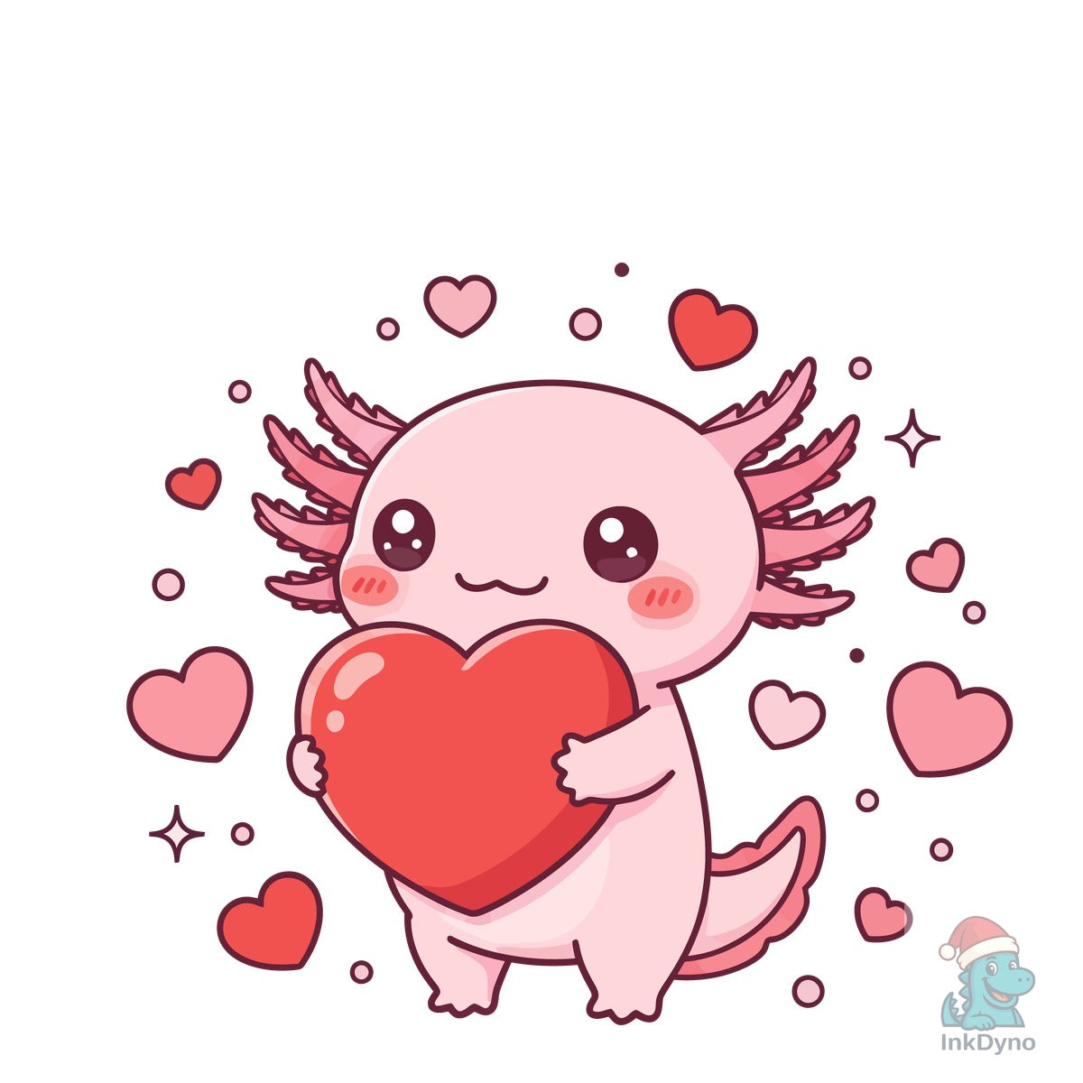Cute Axolotl Holding Heart Lovalotl