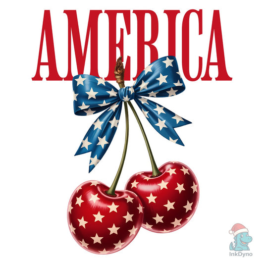 4th of July Cherry Coquette Bow - DTF Transfer