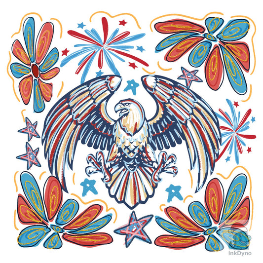 Floral American Eagle - DTF Transfer