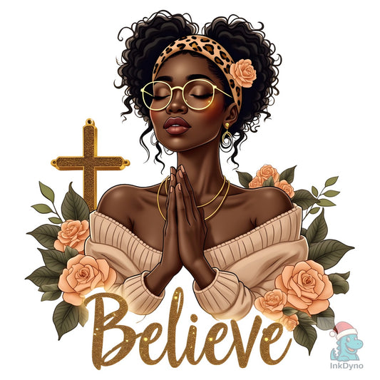 Christian Black Woman Messy Bun - DTF Transfer
