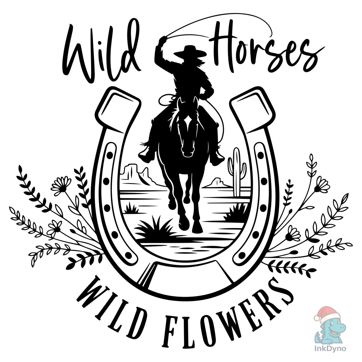 Wild Horses Wildflowers Western Cow