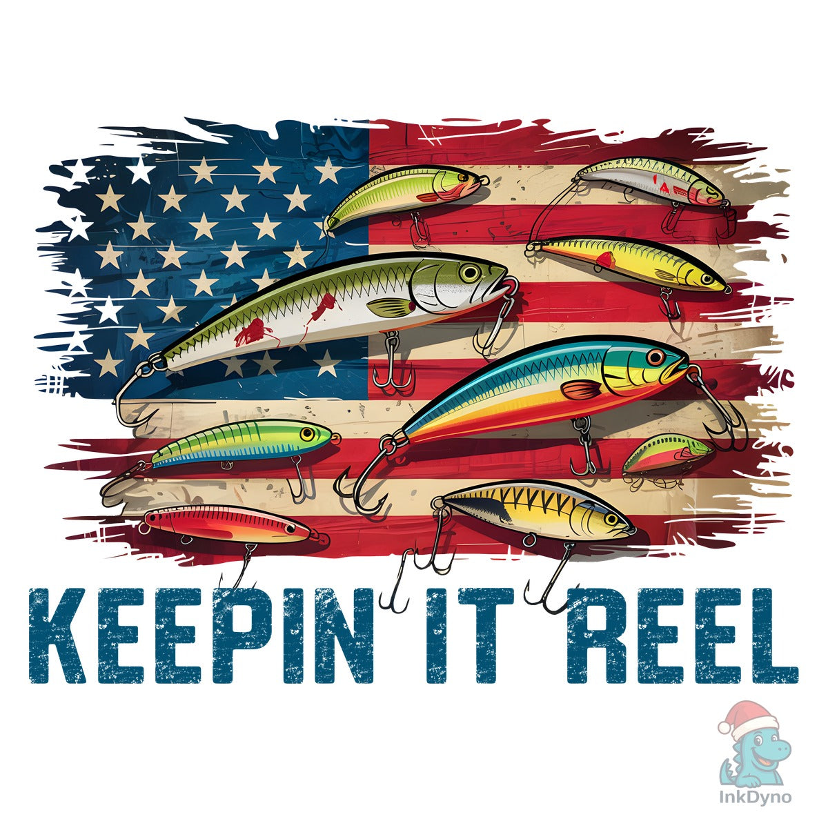 Vintage USA Flag Fishing Sublimation