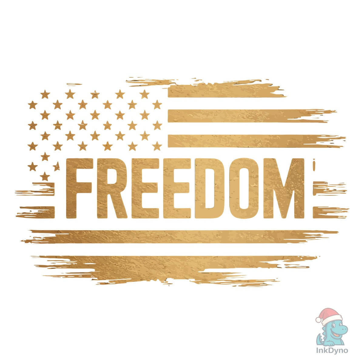 Gold Distressed American Flag Freedom Pa