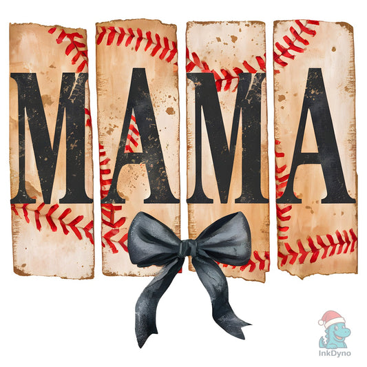 Vintage Baseball Mama with Bow Mom - DTF Transfer