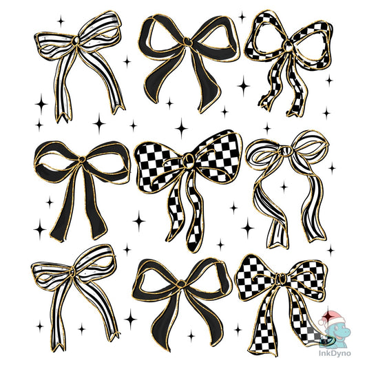 Checkered Coquette Bow - Black & White - DTF Transfer