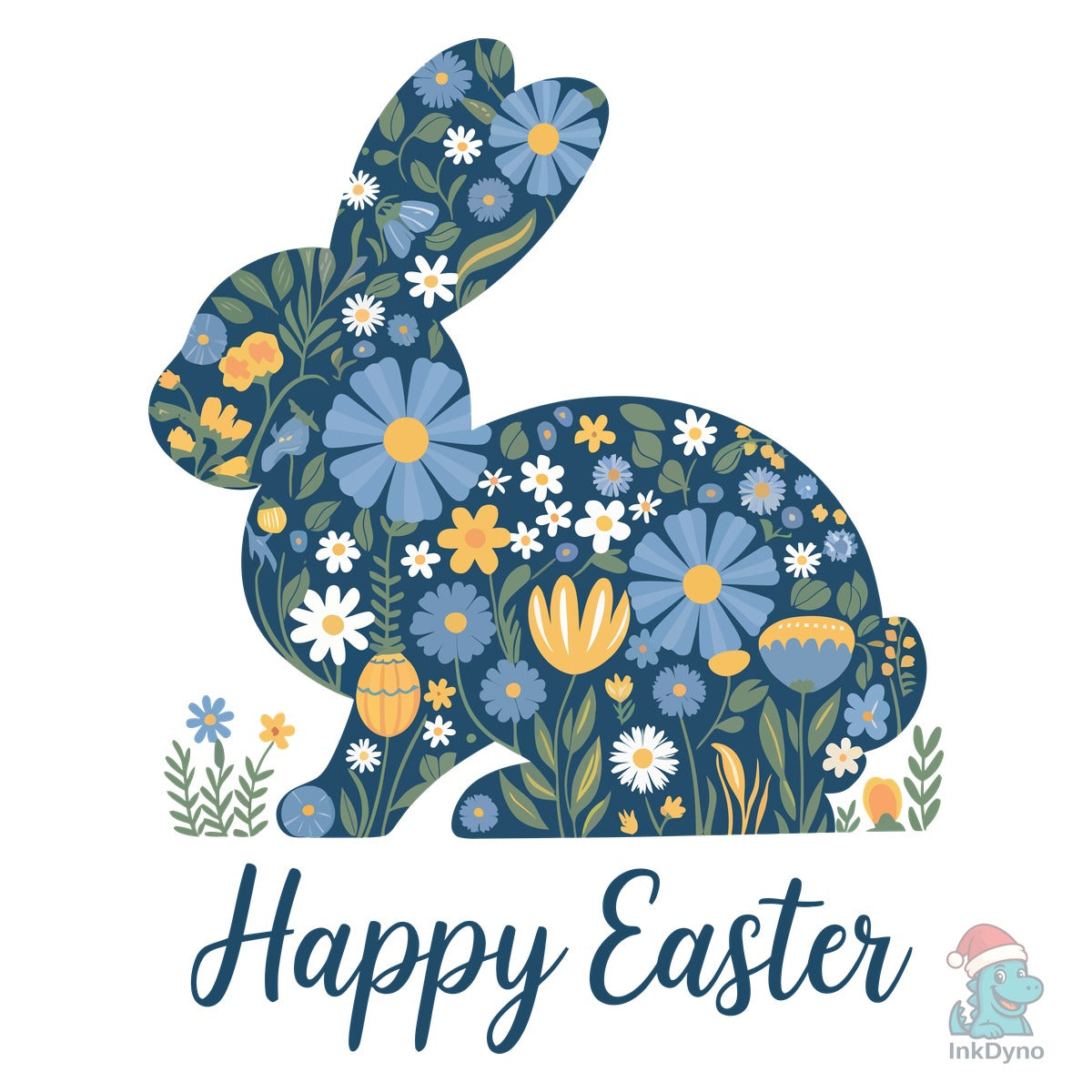 Floral Easter Bunny with Wildflowers