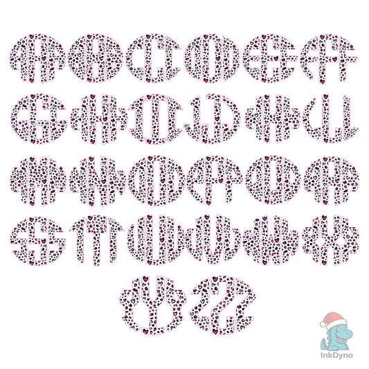 Heart Cheetah Bow Monogram - DTF Transfer