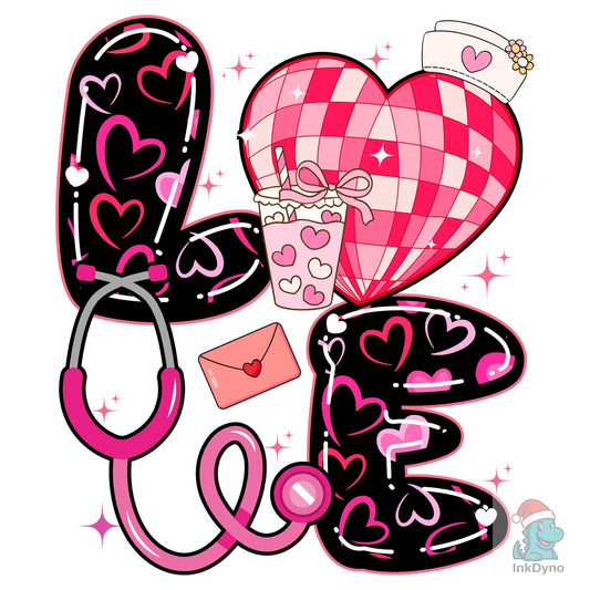 ICU RN Nurse Love Heart Valentine's Day - DTF Transfer