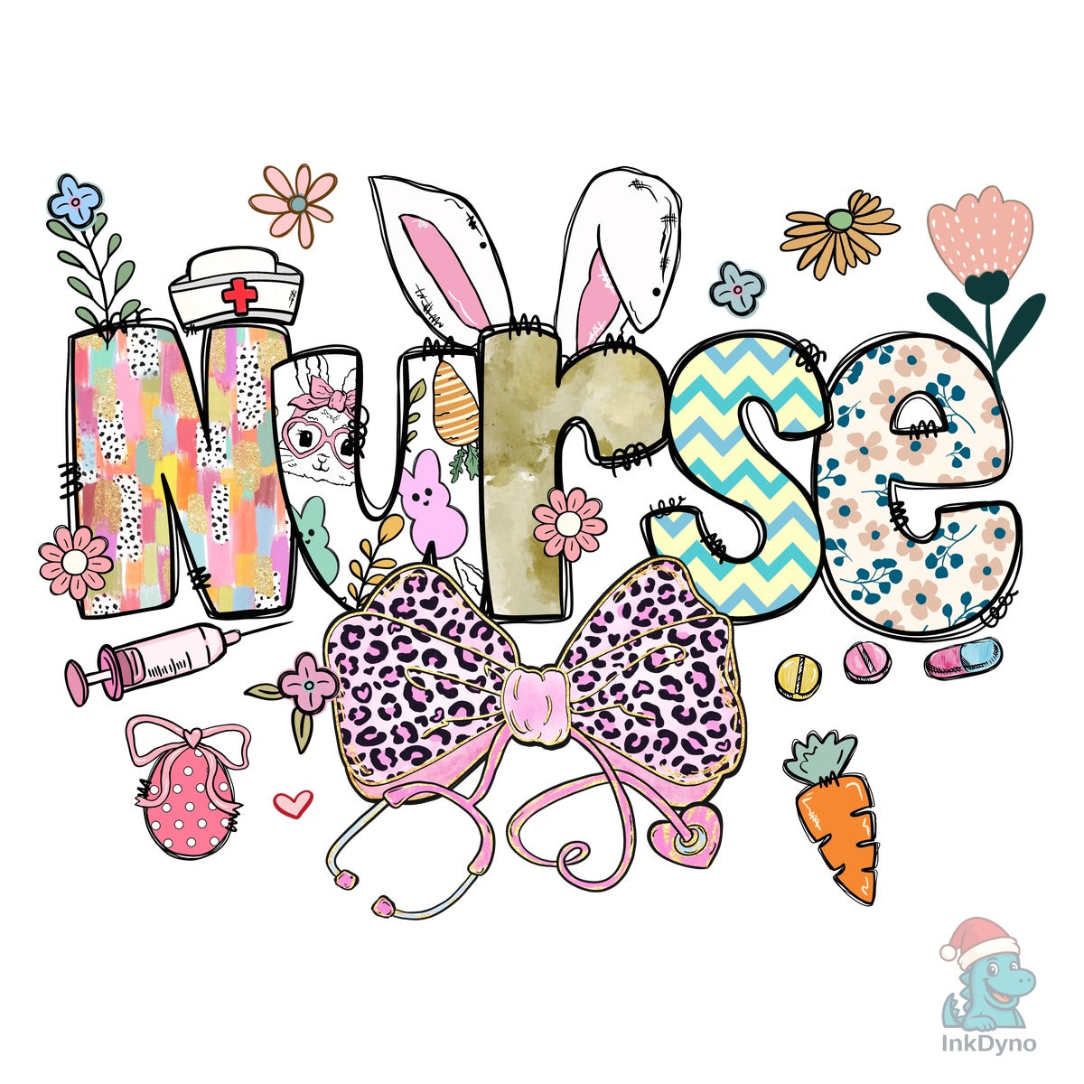 Nurse Easter Bunny Stethoscope Bow