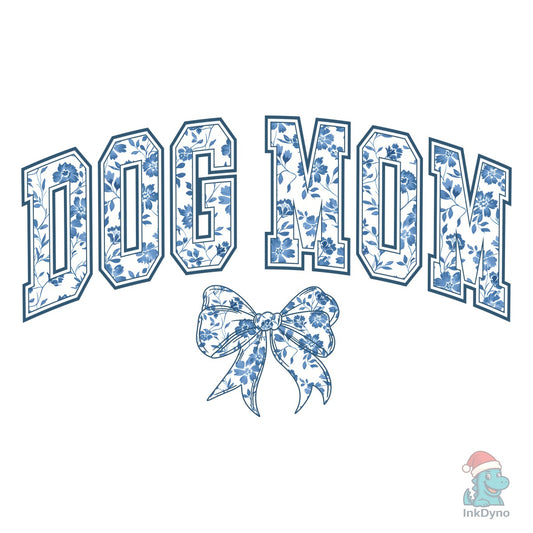Dog Mom Chinoiserie Blue Bow - DTF Transfer