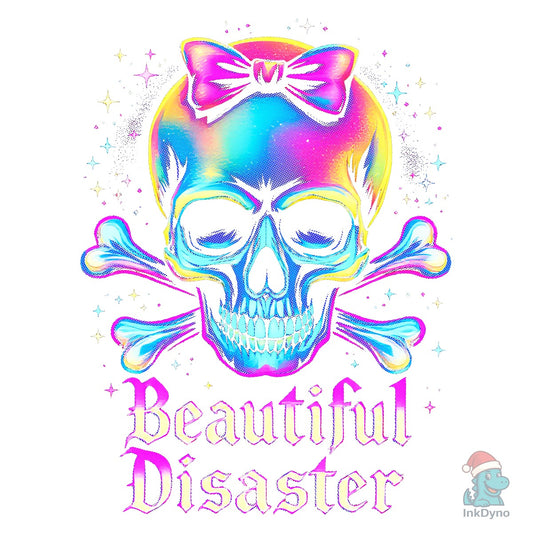 Beautiful Disaster Neon Skull - DTF Transfer