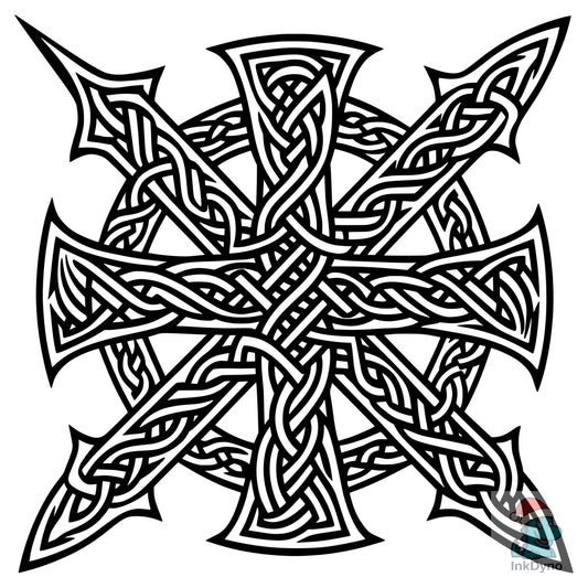 Celtic Round Cross Rune Emblem Knot - DTF Transfer
