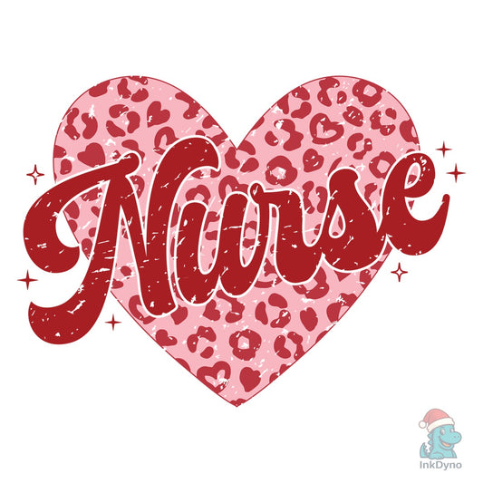 Valentine Nurse Leopard Print Heart - DTF Transfer
