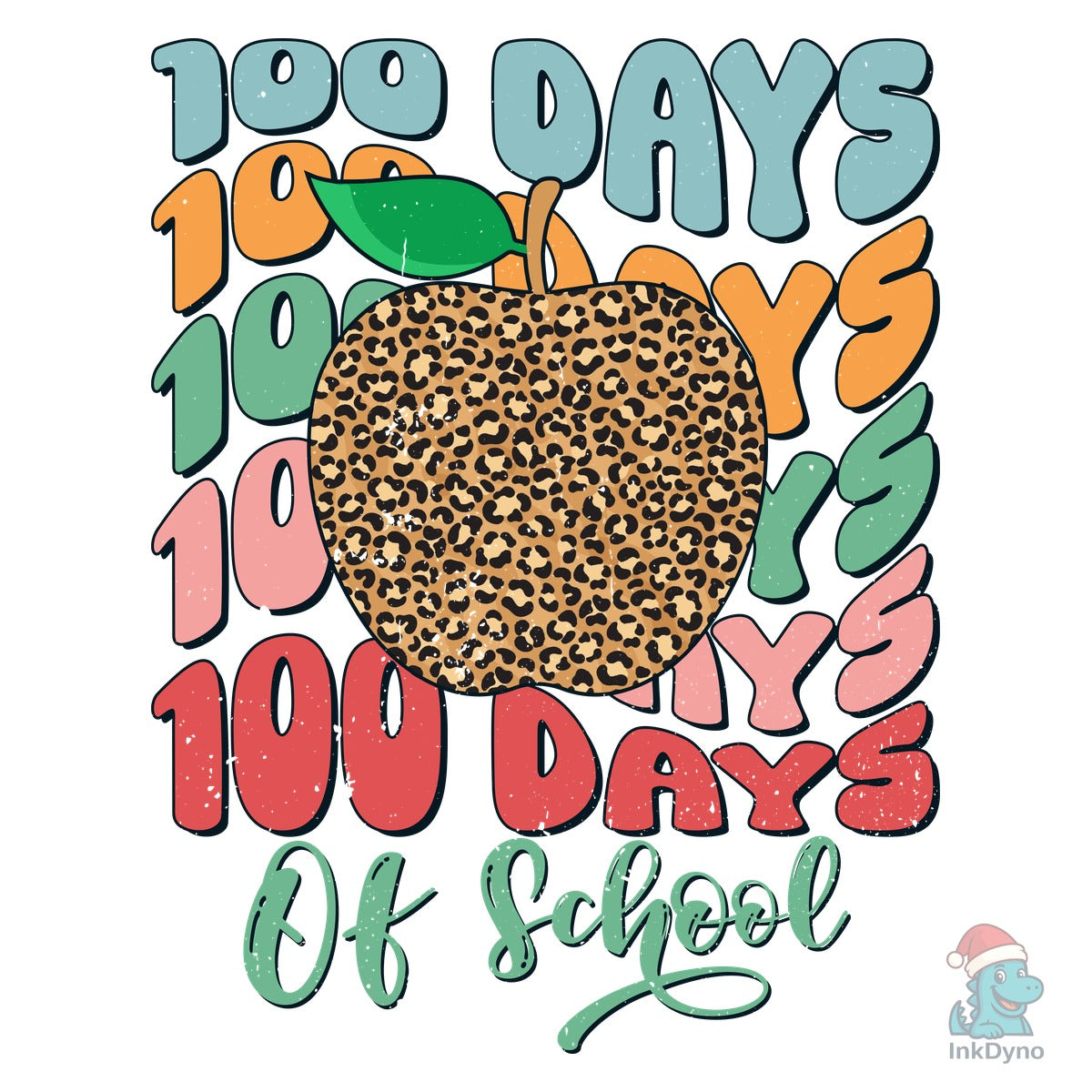 100 Days of School Leopard Apple Design