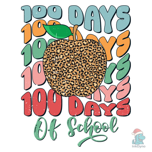 100 Days of School Leopard Apple Design - DTF Transfer